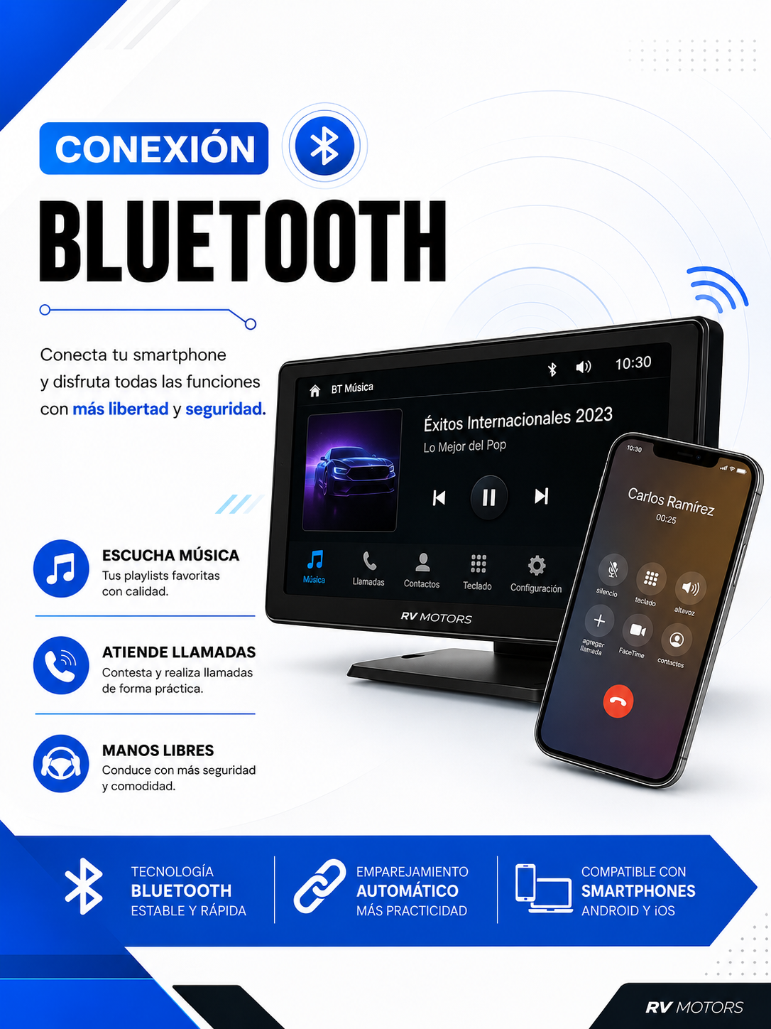 Central Multimedia RV MOTORS | Universal WiFi CarPlay Android Auto 10.26”