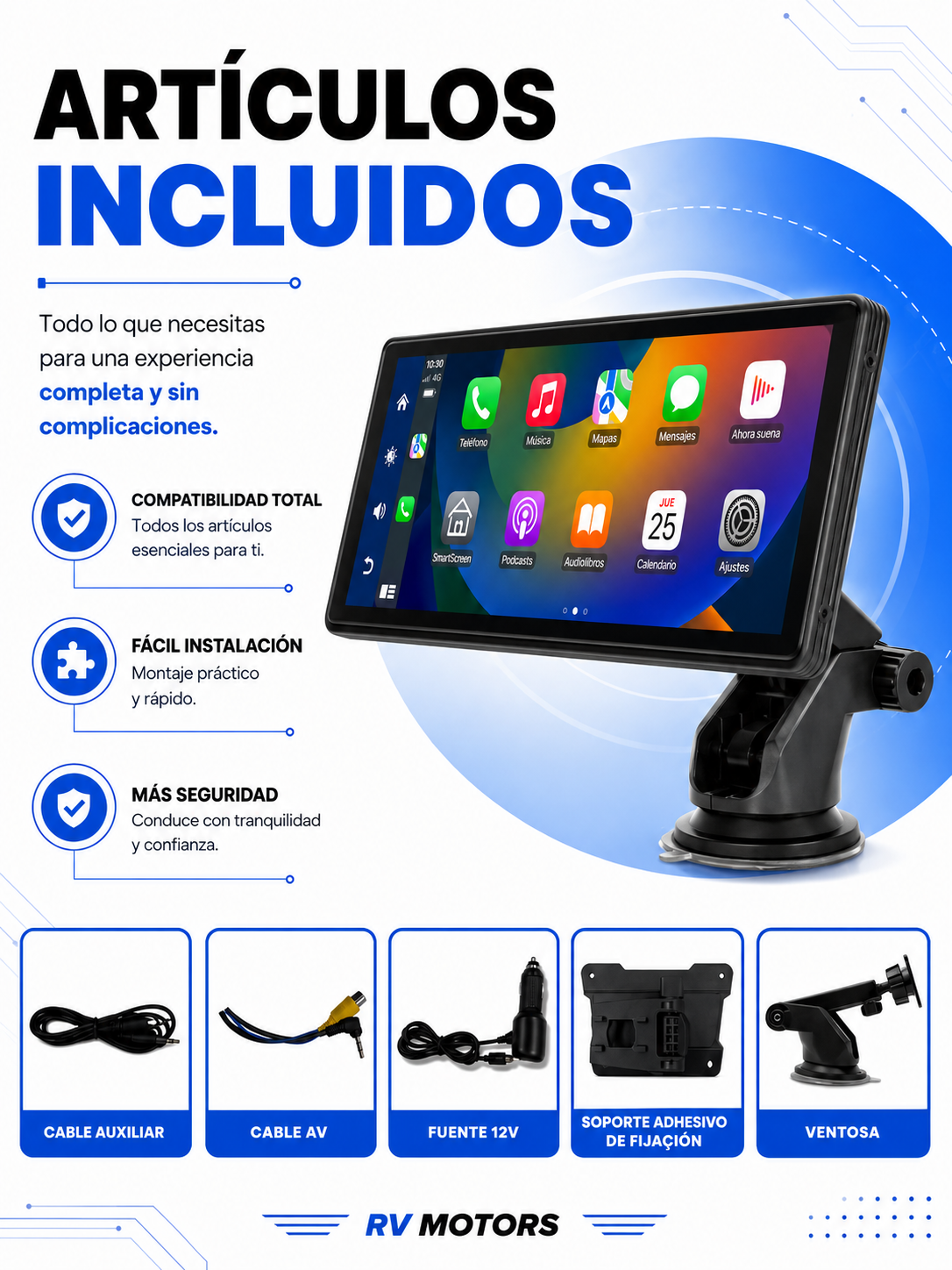 Central Multimedia RV MOTORS | Universal WiFi CarPlay Android Auto 10.26”