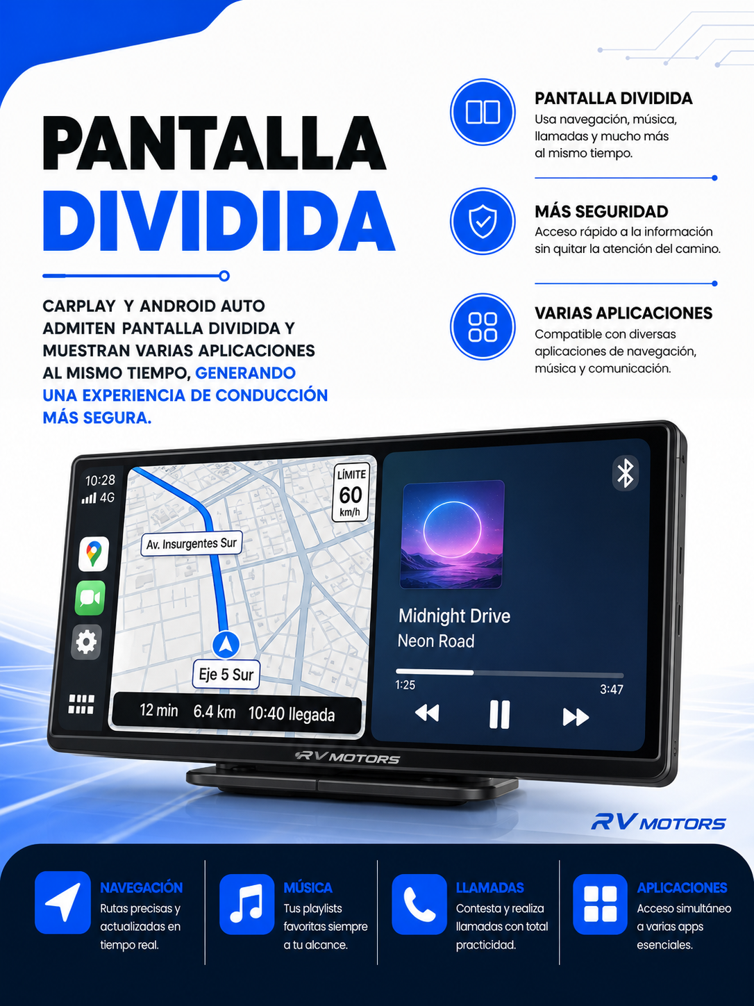 Central Multimedia RV MOTORS | Universal WiFi CarPlay Android Auto 10.26”